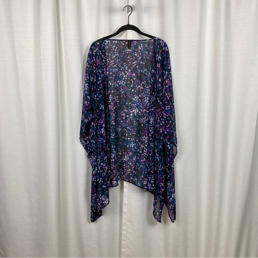 Lane Bryant Black&Purple Chiffon Kimono Cardigan Sz.OS